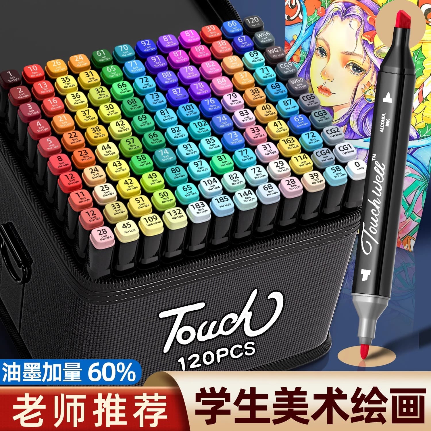 Acrylic Marker Pens, Oil-Based, 48 Colors, Dual-Tip Watercolor Pens, Anime Drawing Markers, Acrylic Markers with Safety Certification