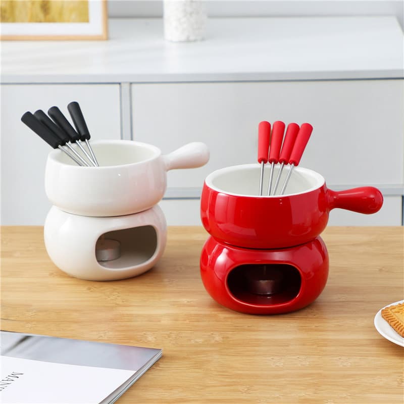 Creative Ceramic Chocolate Hot Pot with Handle Dessert Hot Pot Candle Insulation Heating Hot Pot Cheese Cheese Stove