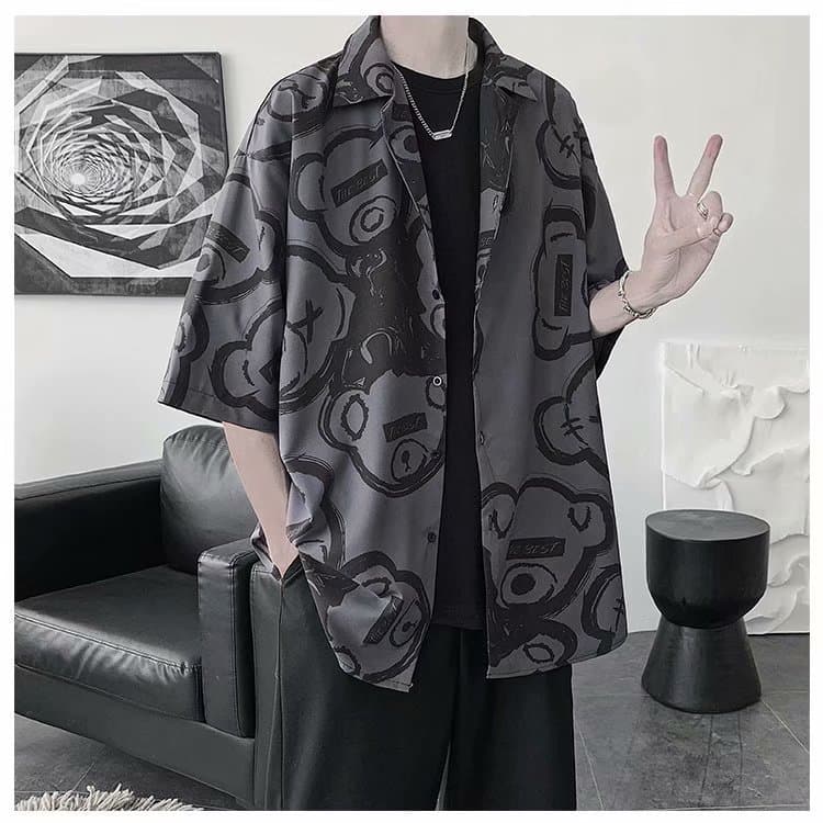 Summer Hawaii Thin Short Sleeve Shirt for Men, Hawaii Loose Printed Half Sleeve Casual Stylish Male Trend