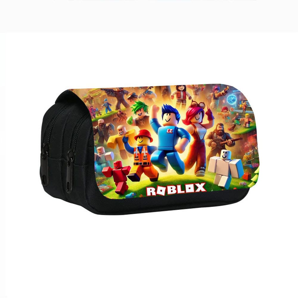 Manufacturer wholesale ROBLOX printed double-layer pencil bag, primary and secondary school student pencil stationery storage bag ready for delivery