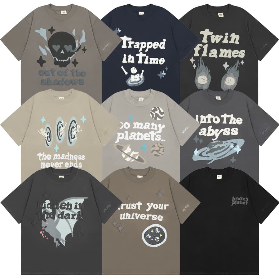 Broken Planet Market Cartoon Skull Foam Print Men's and Women's Round Neck Loose Short Sleeve T-Shirt Streetwear Brand