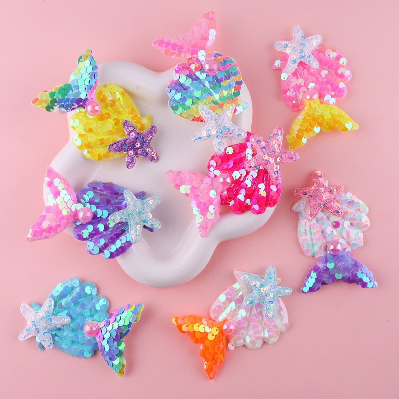 Cute cartoon mermaid hair clip for children, sequined starfish, duckbill clip, ocean-themed accessories, women's cross-border jewelry.