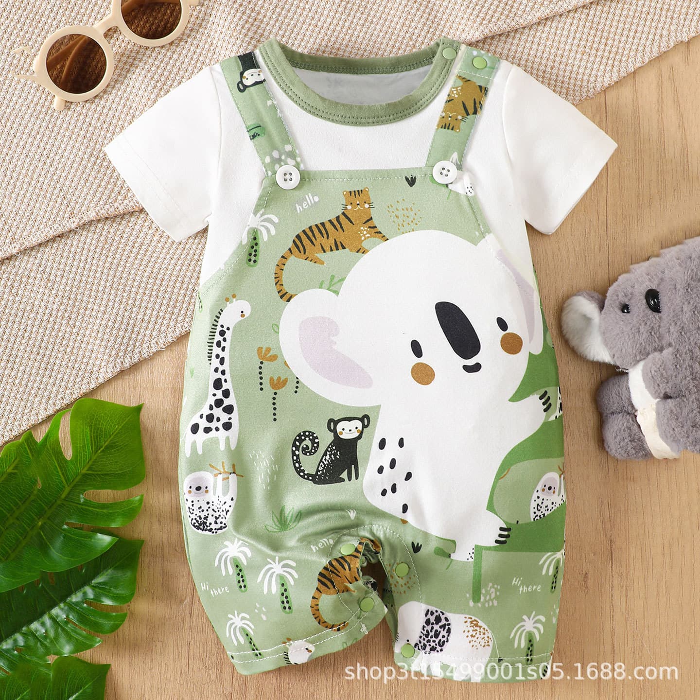 Cross-Border Baby Summer Short Sleeve Thin Bodysuit for 0-3-6-9 Months One Year Old Cute Super Adorable Animal Romper