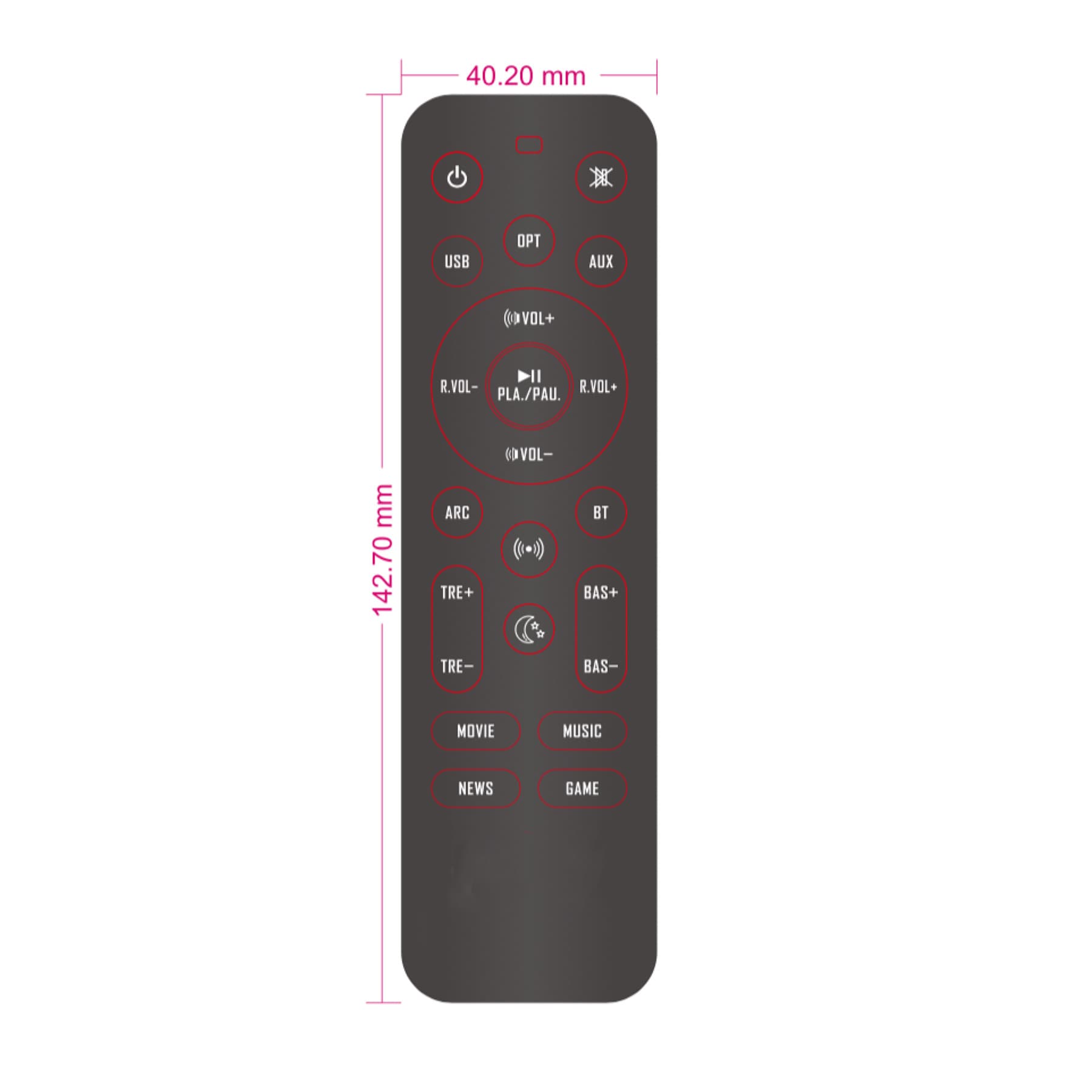 Source factory audio remote control, infrared wireless remote control, smart remote control with 22 buttons