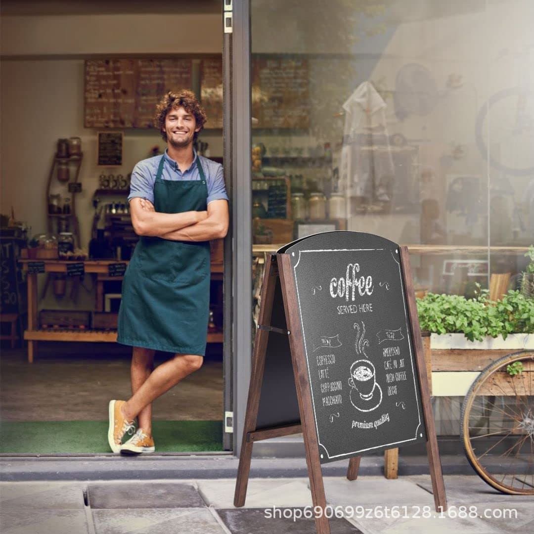 Solid Wood Blackboard Stand-type Shop Commercial Promotion Small Blackboard Home Children's Drawing Board Coffee Shop Floor Display Sign