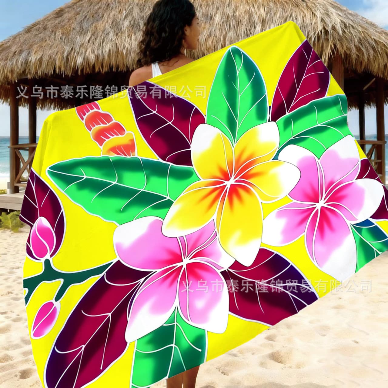 Cross-border Solomon Islands Sulu Rayon Lavalava Hawaiian Hibiscus Sarong Midi Skirt Beach Skirt