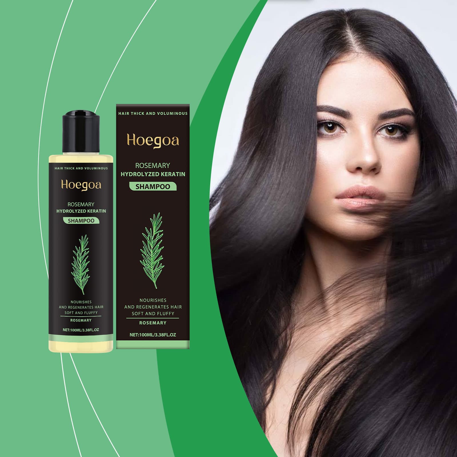 HOEGOA Rosemary Shampoo: Gentle herbal extracts to care for and nourish hair, controlling oil and adding volume.