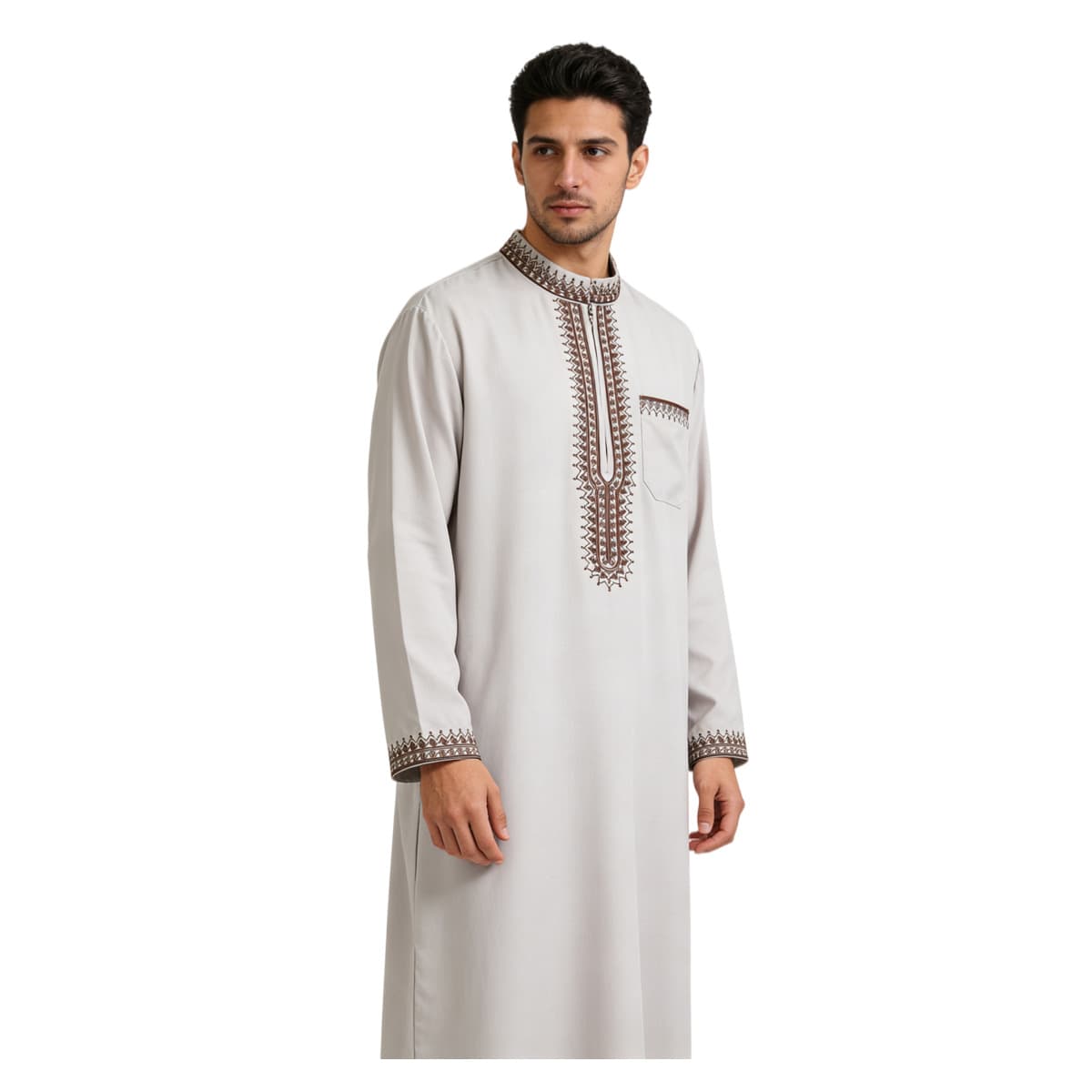 2026 new cross-border men's heavy-duty embroidered long-sleeved robe chest half-zip round neck robe performance wear for men