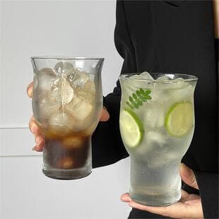 Ins Style Trendy Wide Mouth Glass Cup Juice Cup Iced American Coffee Cup Wine Glass Beer Cup Drink Beverage Cup