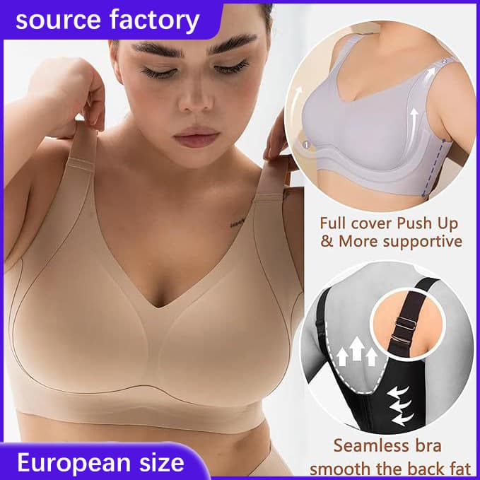 Cross-border Export Full Figure Lifting Bra Wire-Free Large Bust Minimizer Anti-Sag BCDE Cup European Size Bra