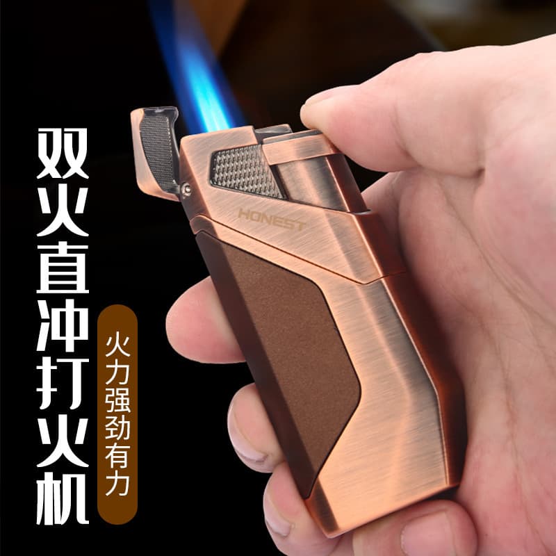 Baicheng Penguin Metal Shell Double Jet Lighter Windproof Lighter Customizable Printing Advertising Bulk