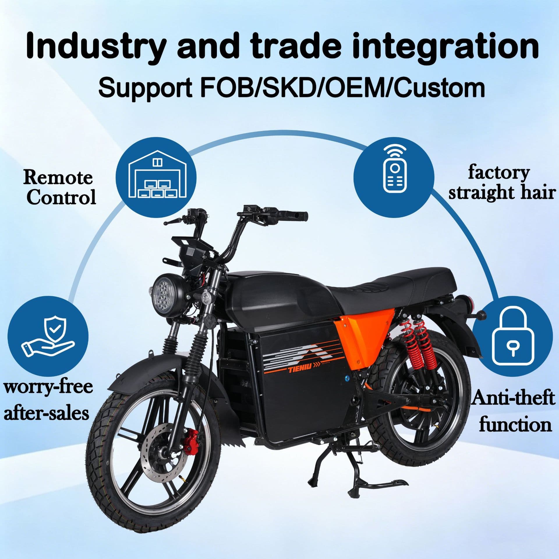 Big Iron Bull High-Power Long-Distance Electric Motorcycle Two-Wheeler, Africa Southeast Asia Export Model Linyi Factory