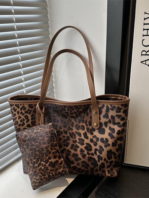 Leopard Print Tote Bag, Large Capacity Women's Commuter Versatile Handbag, Shoulder Shopping Bag, New Style Women's Bag