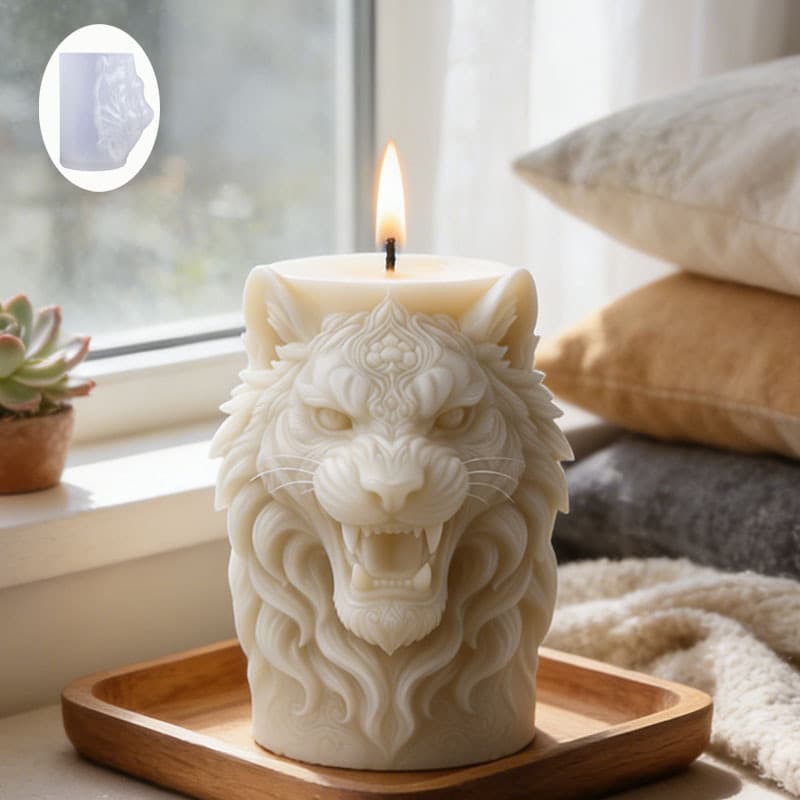 Sanxin Embossed Lion Head Aromatherapy Candle Silicone Mold DIY Handmade Candle Plaster Scented Stone Mold Decoration