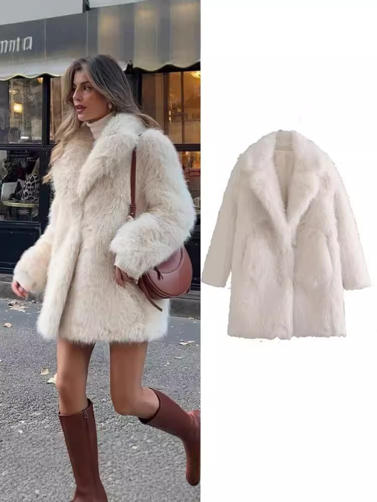 Cross-border Women's Spring/Fall New Arrival European & American Style Plus Size Loose Fashion Long Faux Fur Coat