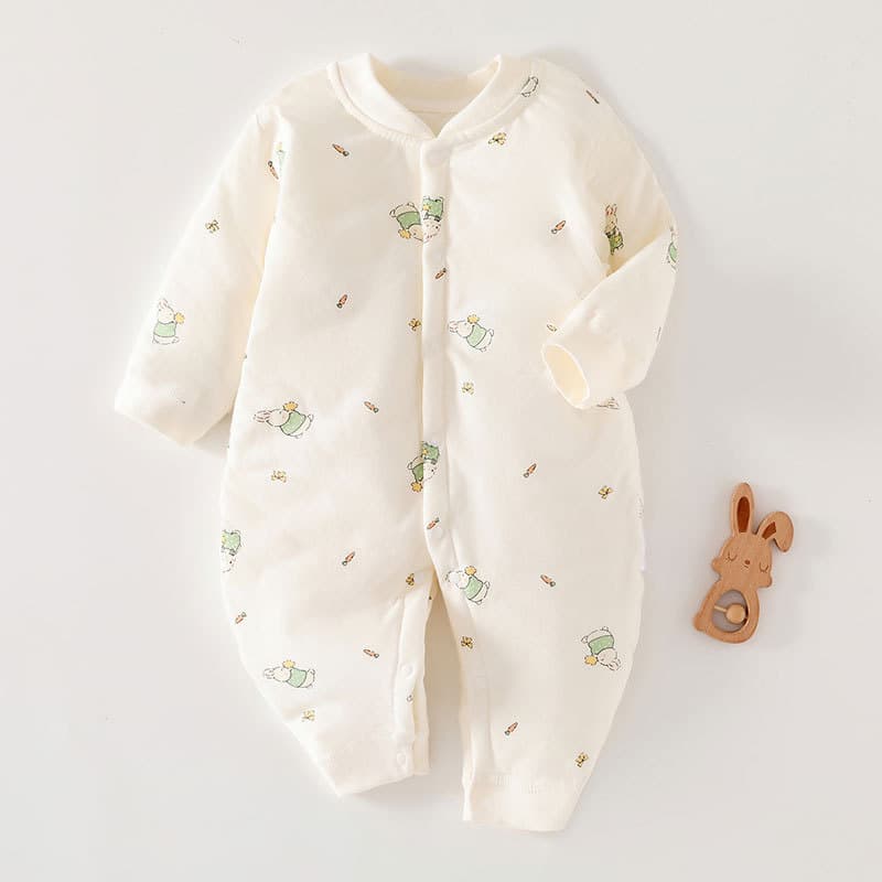 Autumn Winter Baby Cotton Romper Quilted Thickened Newborn Cotton Padded Jacket 40g Lightweight Coat 0-12 Months Baby Outerwear