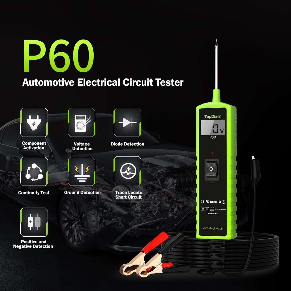 Cross-border New Product Topdiag P60 Automotive Electrical System Tester Car Power Circuit Probe Tester