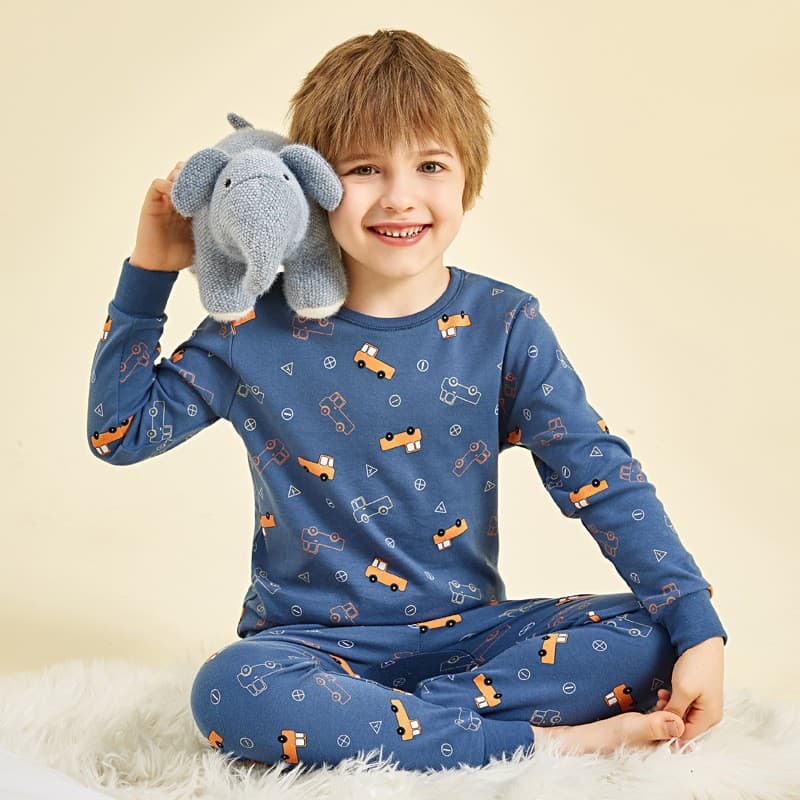Children's Autumn Thermal Underwear Set, Pure Cotton Boys and Girls Base Layer Pajamas, Full Cotton Baby Thermal Top, Cotton Fleece Shirt