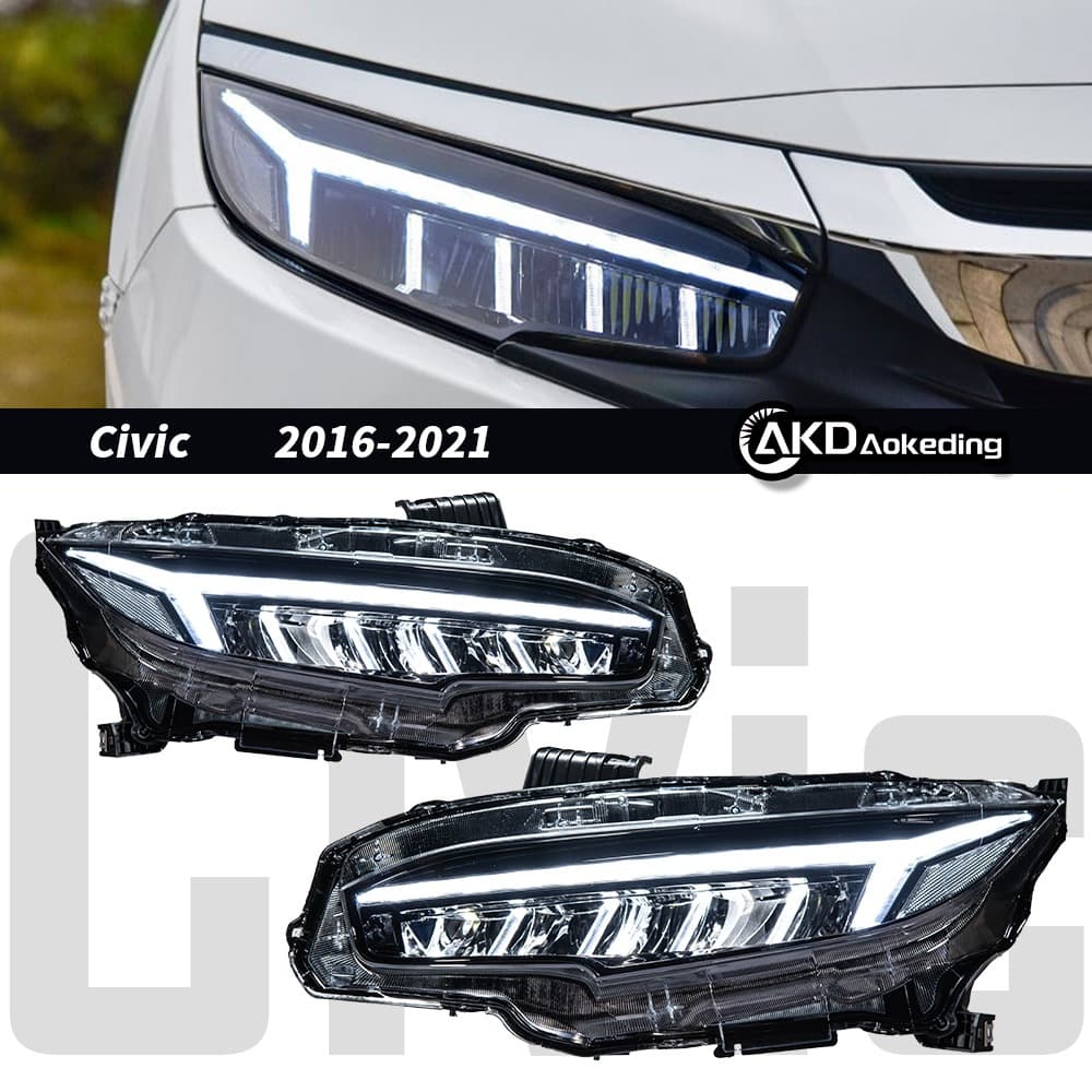 Suitable for 16-21 tenth generation Civic modified LED dragon wing headlight assembly streamer steering start dynamics