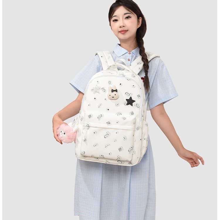 Midi Star Print Academy Style Backpack Sweet and Cute Soft Girl Backpack Lightweight Large Capacity Student Backpack
