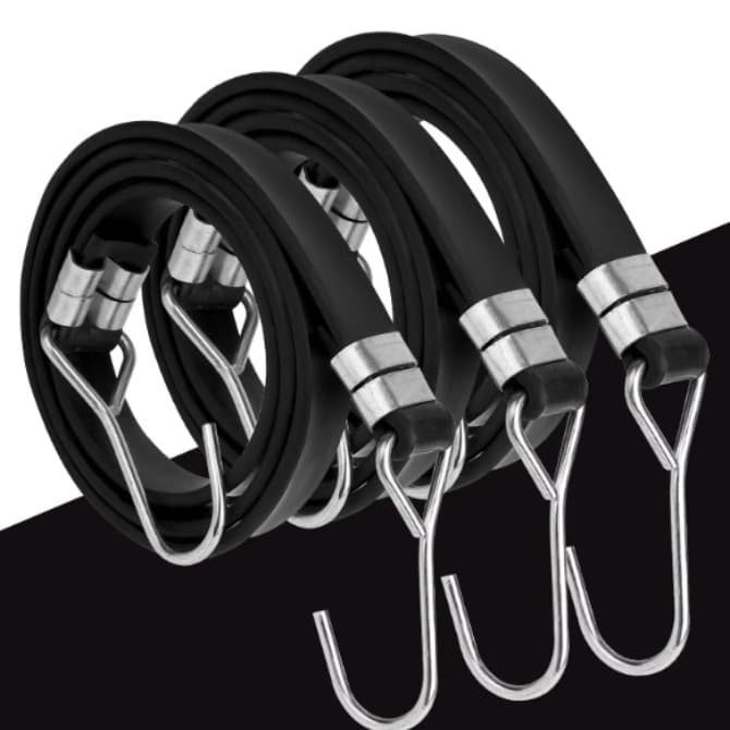 Rubber Motorcycle Elastic Tie-Down Strap Strong Pull Stretch Band Bike Bungee Cord