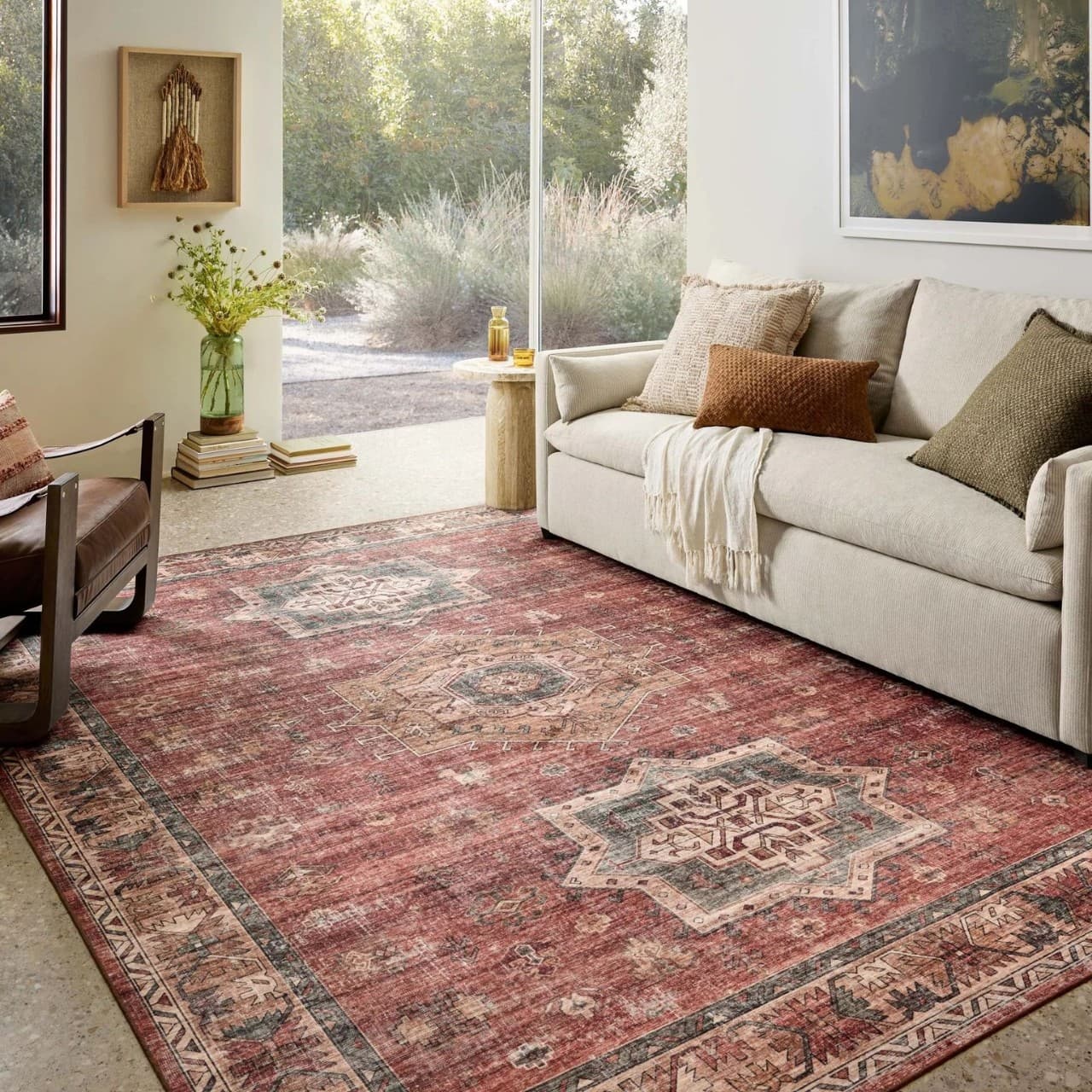 Persian Retro Living Room Carpet, Sofa, Coffee Table Blanket, Stain-Resistant and Easy to Care For, Bedroom Carpet, Turkish Carpet