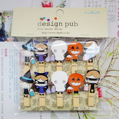 Supply cartoon witch clip flower shop card clip kindergarten hairpin floral decoration hanging photo small wooden clip