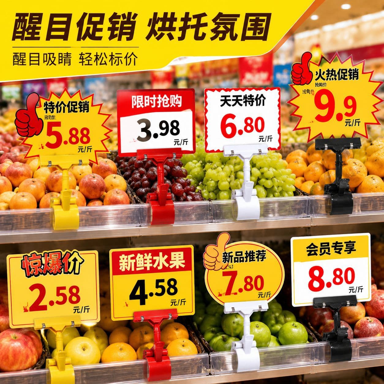 Label clip clip fixed clamp supermarket clothing store label advertising price plate rotating anti-falling stall clip