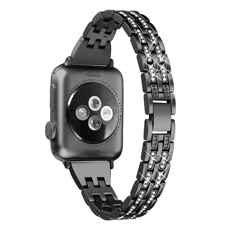 Five-Bead Two-Row Rhinestone Metal Watch Band Compatible with Apple 10 S11 Huawei Fit5 Xiaomi 9 Pro Redmi Wristband