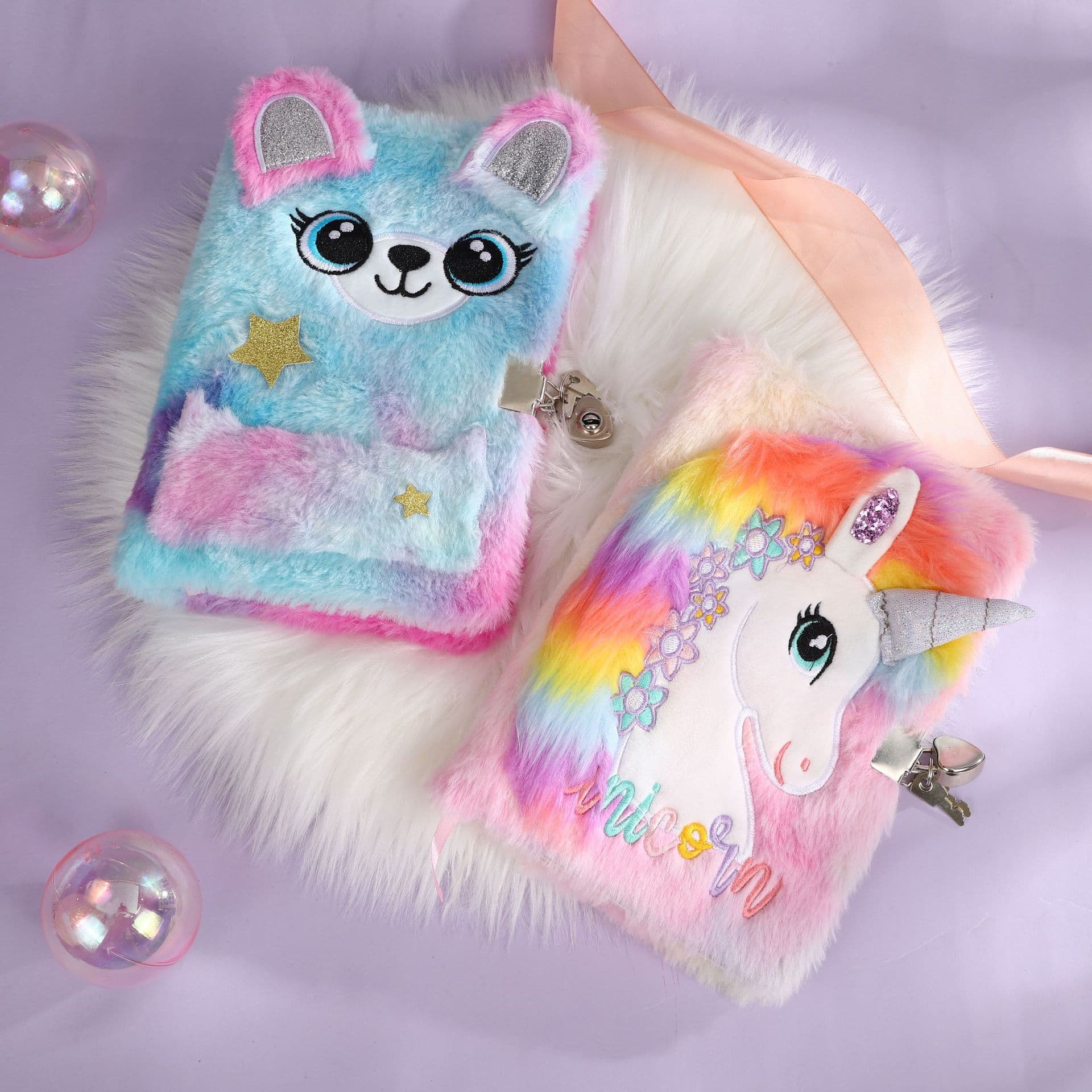 Customized Cute Pocket Bear Long-Haired Unicorn Notebook Children's Lockable DIY Hand Ledger Student Diary
