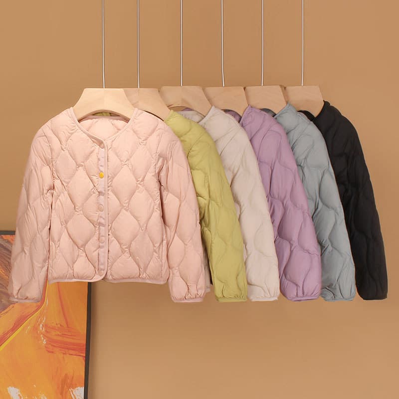 Children's Lightweight Down Jacket Inner Layer Short Style, Boys' and Girls' Older Children Baby Toddler Student School Uniform Inner Wear Gourd Design