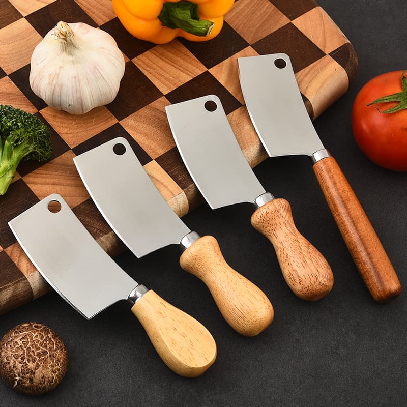 Factory Wholesale Stainless Steel Wooden Handle Mini Kitchen Knife 4-Piece Set Butter Cheese Knife Pretend Play Kitchen Knife