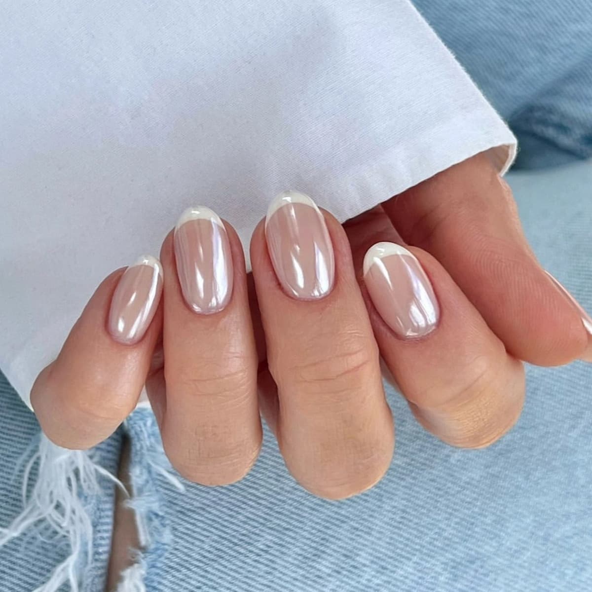30 pieces of French white edge wear nails short short round coated simple manicure fake nails fake nails nail pieces
