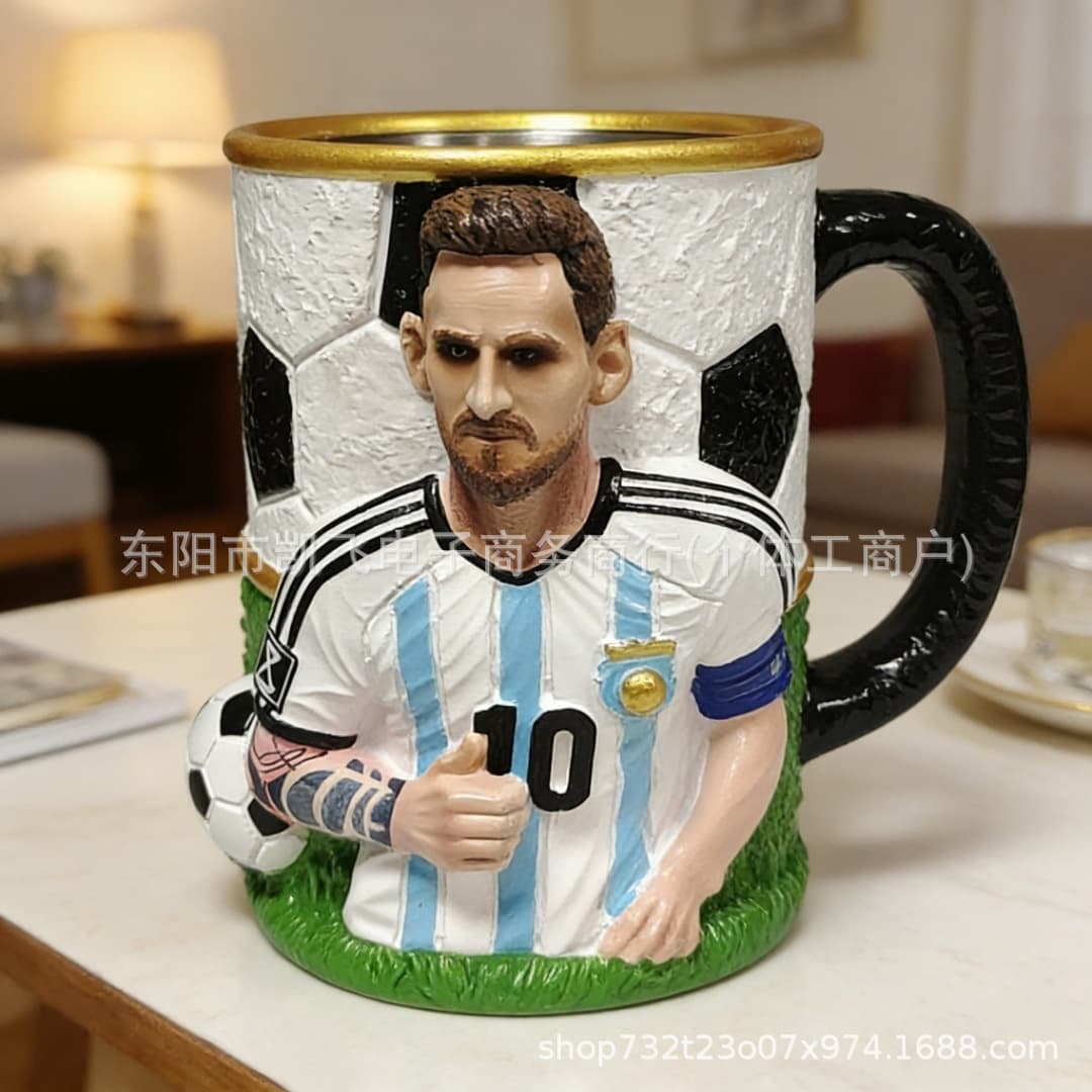 Creative Resin Mug World Cup Messi Football Souvenir Ornaments Cross-Border New Coffee Cup Home Decoration