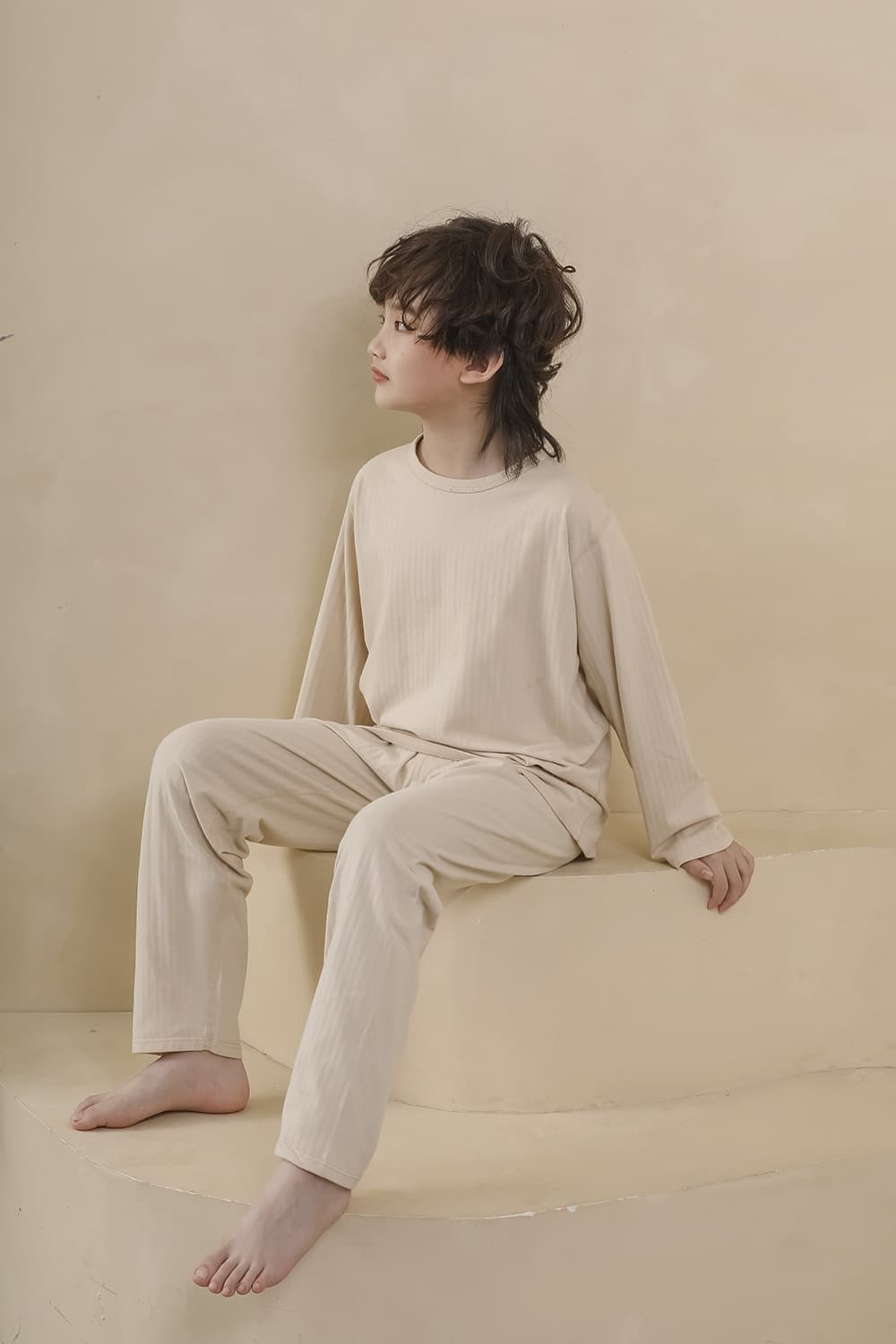 New Loose Round Neck Kids Long Sleeve Pajama Set Pure Cotton Autumn Winter Homewear for Boys and Girls