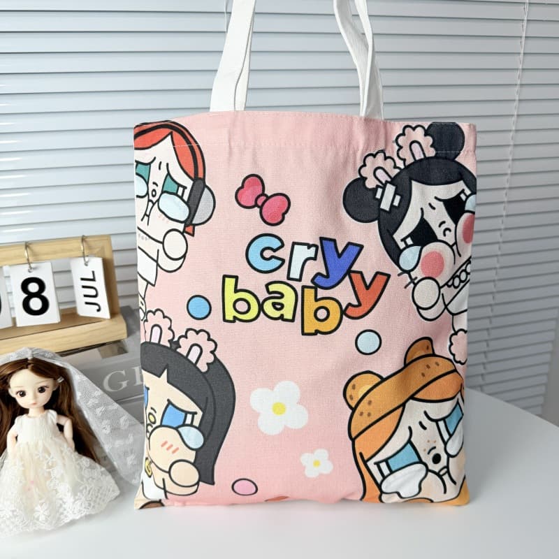 Cross-border Crying Baby High-Fashion Canvas Bag Large Capacity Cute Cartoon Student Book Bag Shoulder Bag Handbag Shopping Tote for Women
