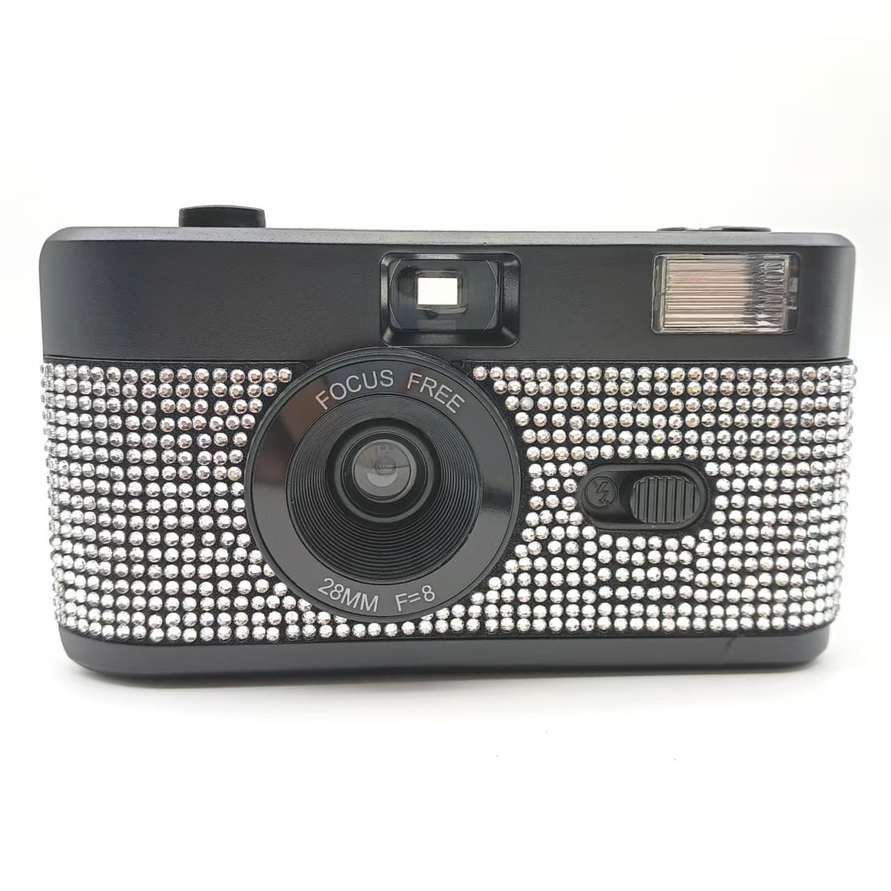 Black Leather Pink Diamond New 35MM Film Camera with Flash Point-and-Shoot Film Camera Gift