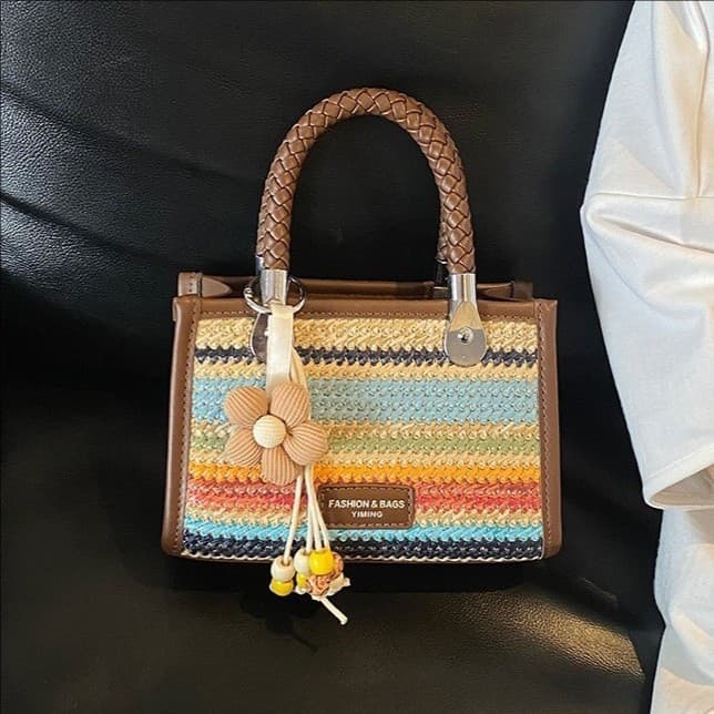 Woven Bag for Women 2026 New Summer Vacation Beach Handbag Shoulder Crossbody Straw Bag Small Square Bag
