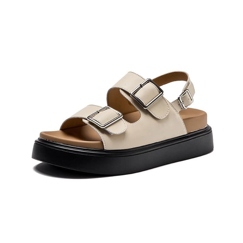 Extremely comfortable! Women's platform sandals for summer, new 2025 style, versatile retro buckle casual Roman sandals