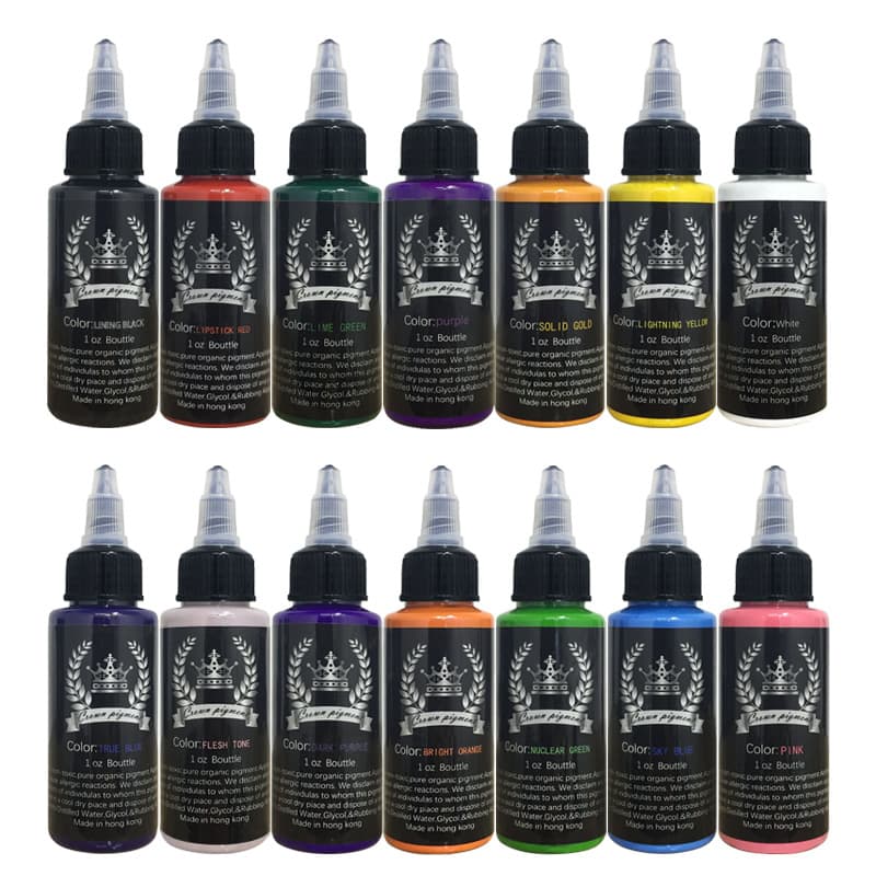 Tattoo Equipment Practice Tattoo Ink Set 14 Colors 30ml Each Silver Crown Tattoo Color Material for Beginners And Professionals
