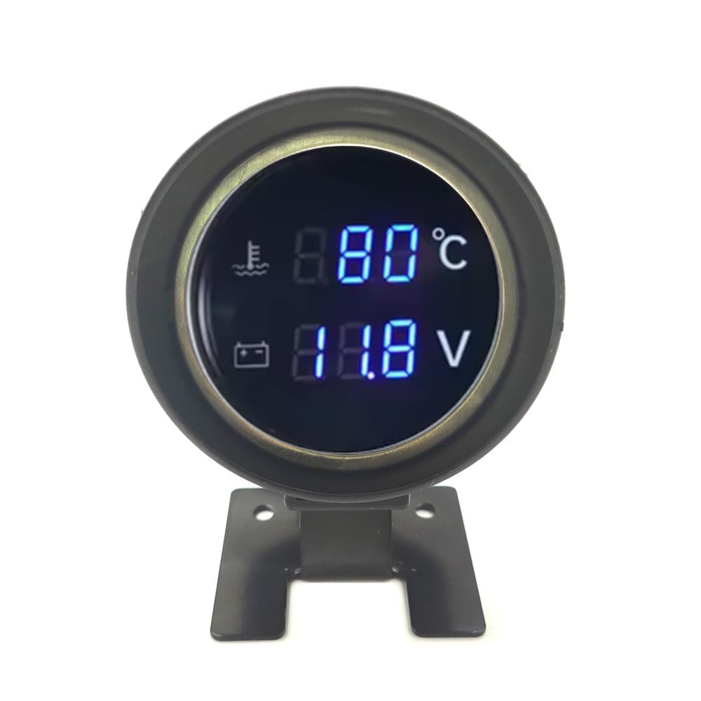 Cannon-style Water Temperature and Voltage Gauge Combo, Round 12V 24V Universal for Cars, Trucks, Excavators, and Construction Vehicles