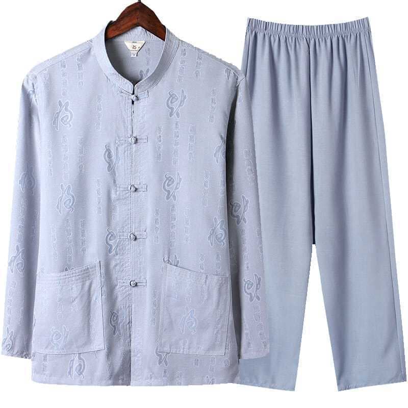 Summer clothing for elderly men, including men's Chinese-style long-sleeved suits, loose-fitting light jackets.
