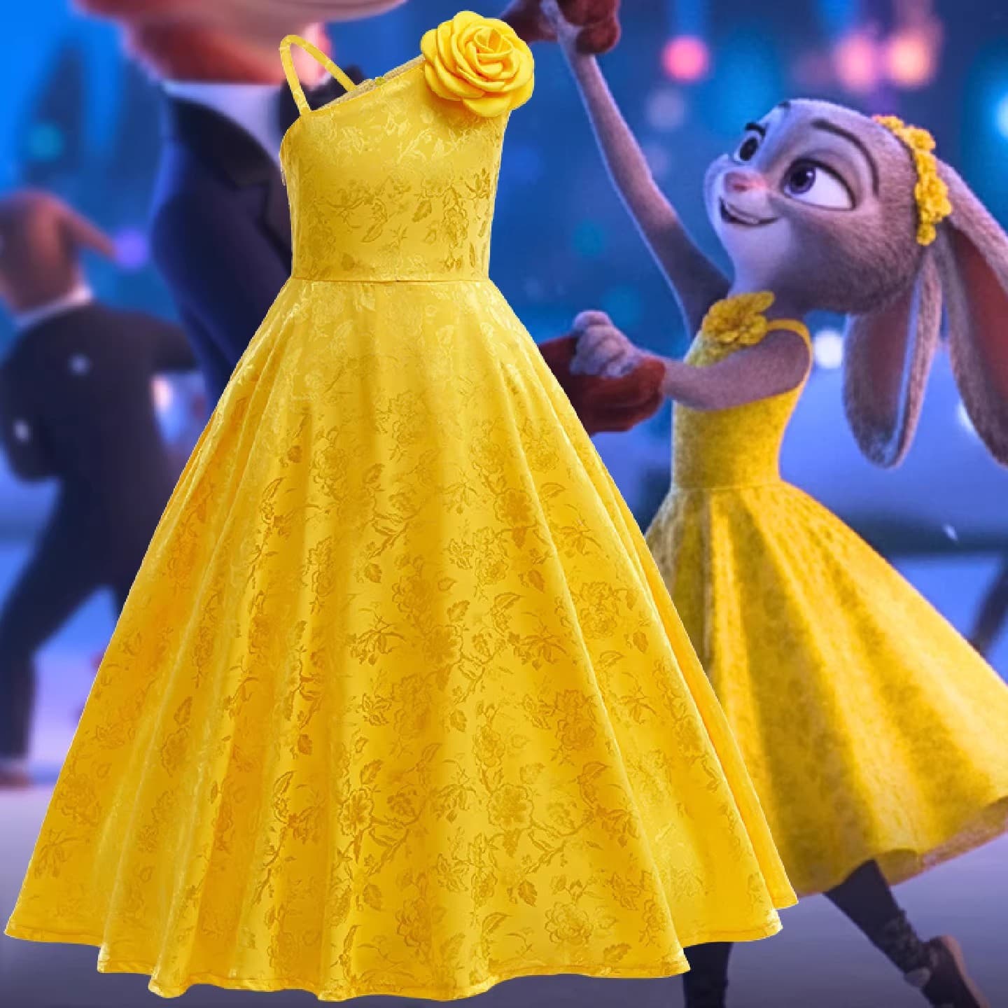 Cross-border New Zootopia 2 Judy Rabbit Cos Yellow Dress Gown for Girls Children's Dress