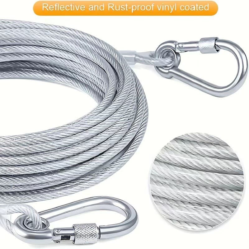 PVC Galvanized Steel Wire Rope Dog Leash, Pet Dog Tether, Heavy Duty Anti-Bite Thickened Strong Tie-Out Chain for Large and Medium Dogs
