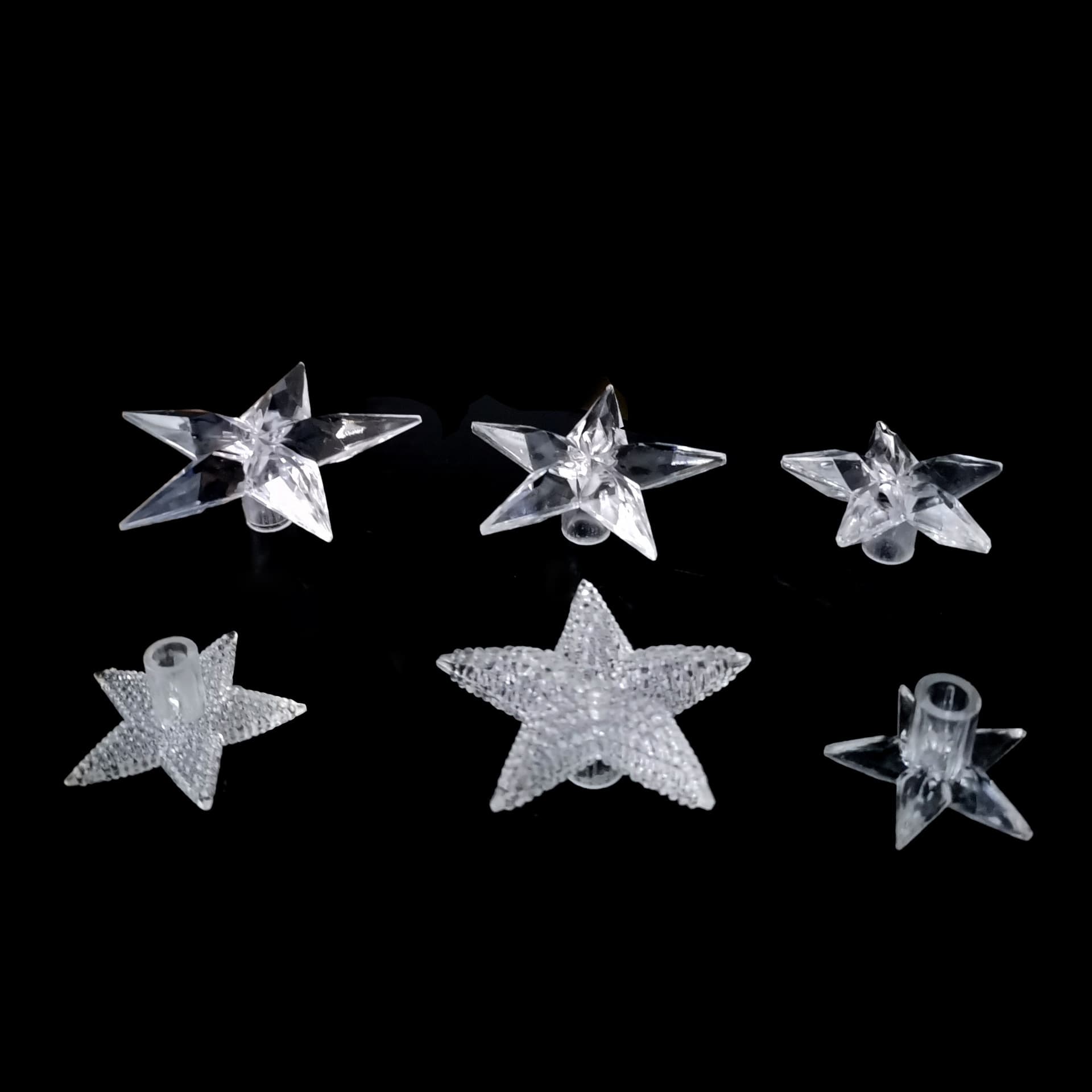Flat Plug Transparent Five-Pointed Star LED Christmas String Light Accessory Acrylic Glowing Christmas Tree Ornament Christmas Decoration