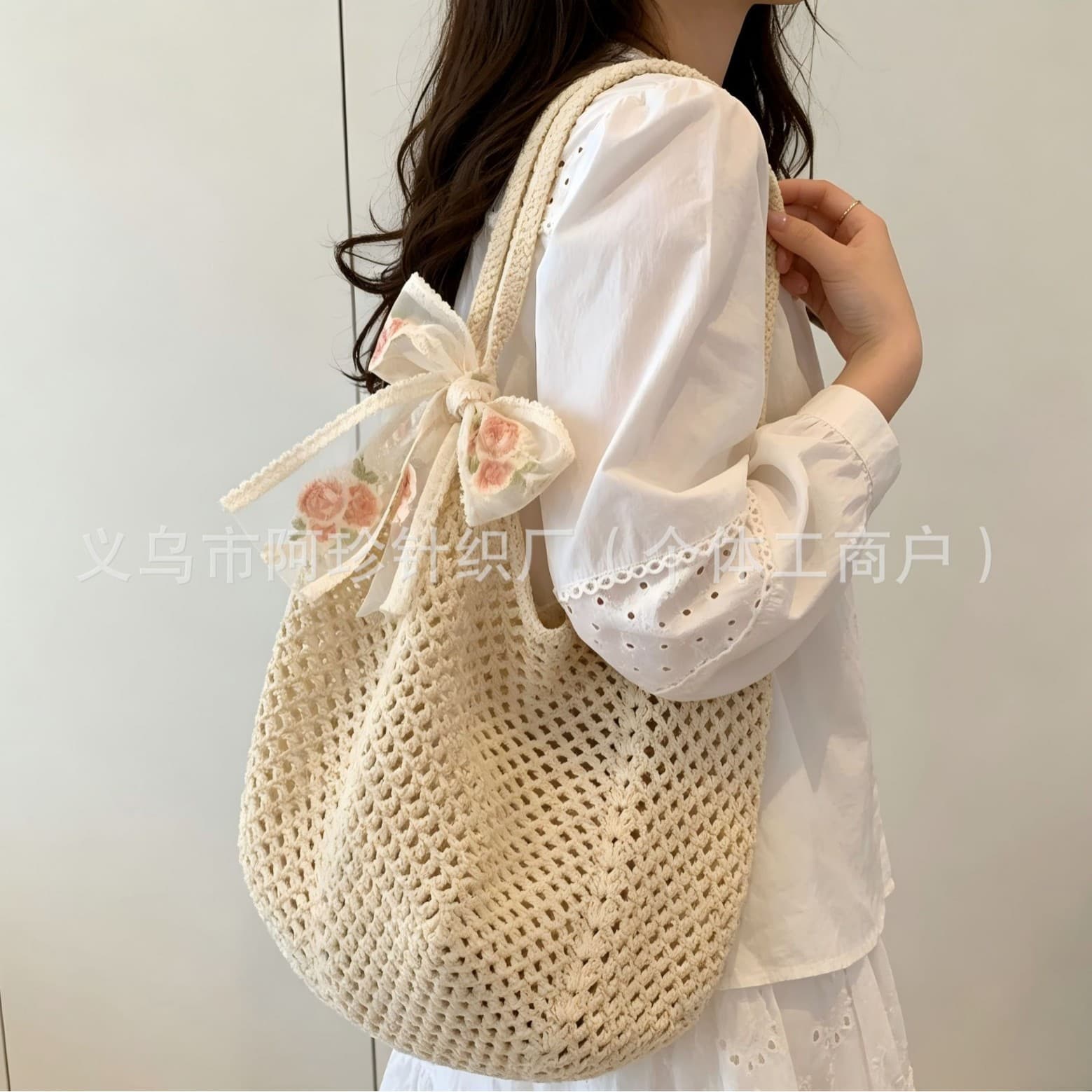 Hollow-Out Hand-Woven Bag for Women, Summer Casual Lazy Style, Large Capacity Straw Bag, Seaside Vacation Shoulder Beach Bag