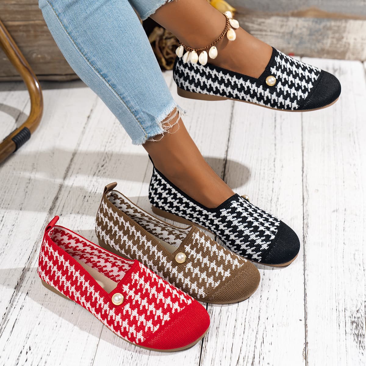 2024 Summer New Women's Flat Shoes for Export, Shallow Round Toe, Color-Block Slip-On, Commuter Fashion, Large Size Casual Shoes