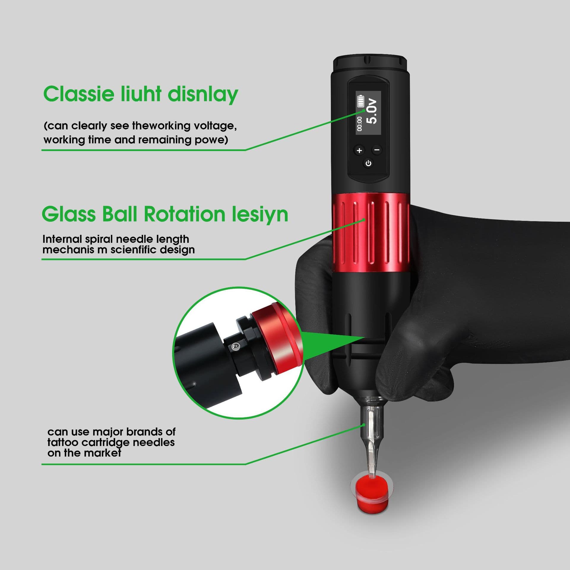 Cross-border Tuffking Tattoo Machine Tattoo Pen P2 Model Kit Lining Shading Motor Tattoo Machine Foreign Trade Multi-Screen Wireless
