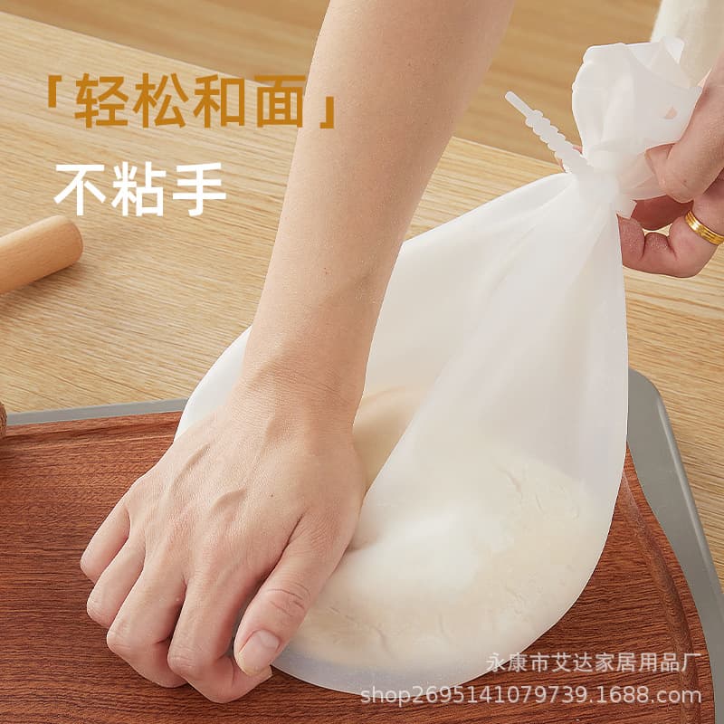 Cross-border FCM silicone kneading bags, food-grade household non-stick dough mixing bags, large baking silicone ties in colors.