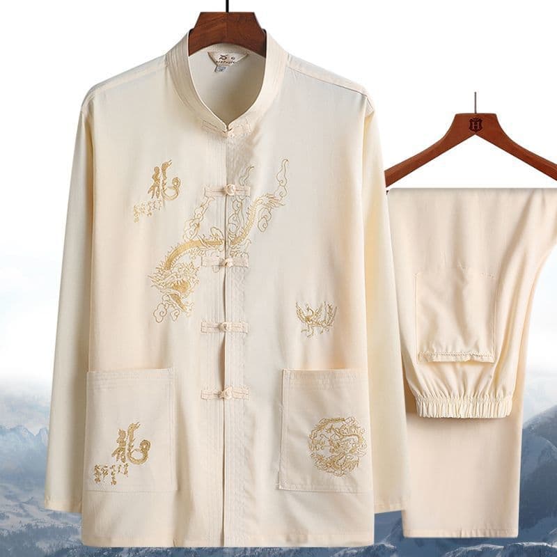 Tang suit men's dad middle-aged and elderly two-piece set Chinese style grandpa summer elderly morning exercise spring-autumn long-sleeve Hanfu